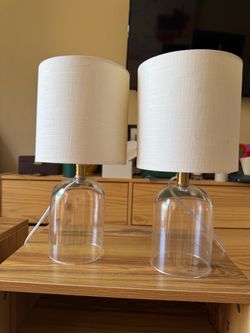 Pair of Glass/Brass Table Lamps