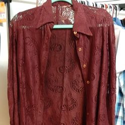 Vintage Wine colored lace blouse.