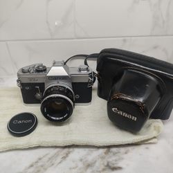 Vintage Canon TL 35mm Film Camera + 50mm f/1.8 Lens + Case