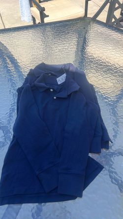 2 lil boys lg sleeve navy shirts Sz 7/8