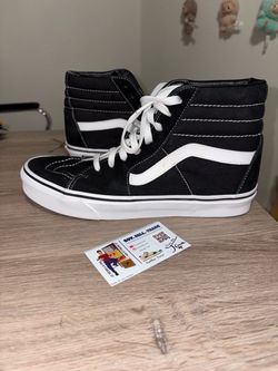 Size 9 - VANS SKATE SK8 HI BLACK WHITE