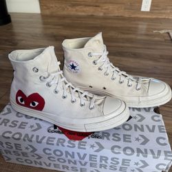 CONVERSE X COMME DES GARCONS PLAY ALL STAR CHUCK '70 HI SMALL RED HEART - WHITE
