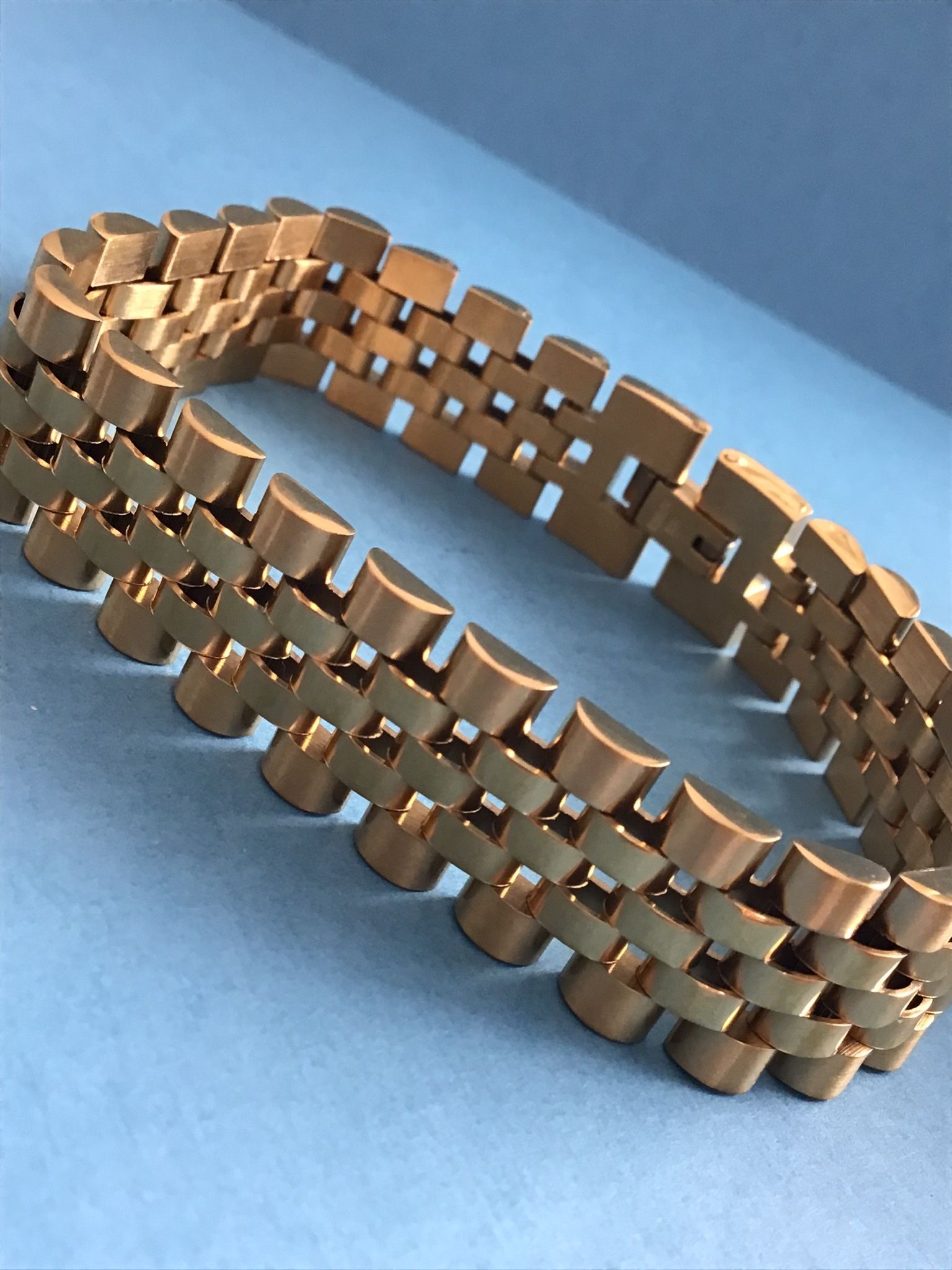 Men’s 8” Gold on Stainless Steel Bracelet 16mm *Ship Nationwide Or Pickup Boca Raton
