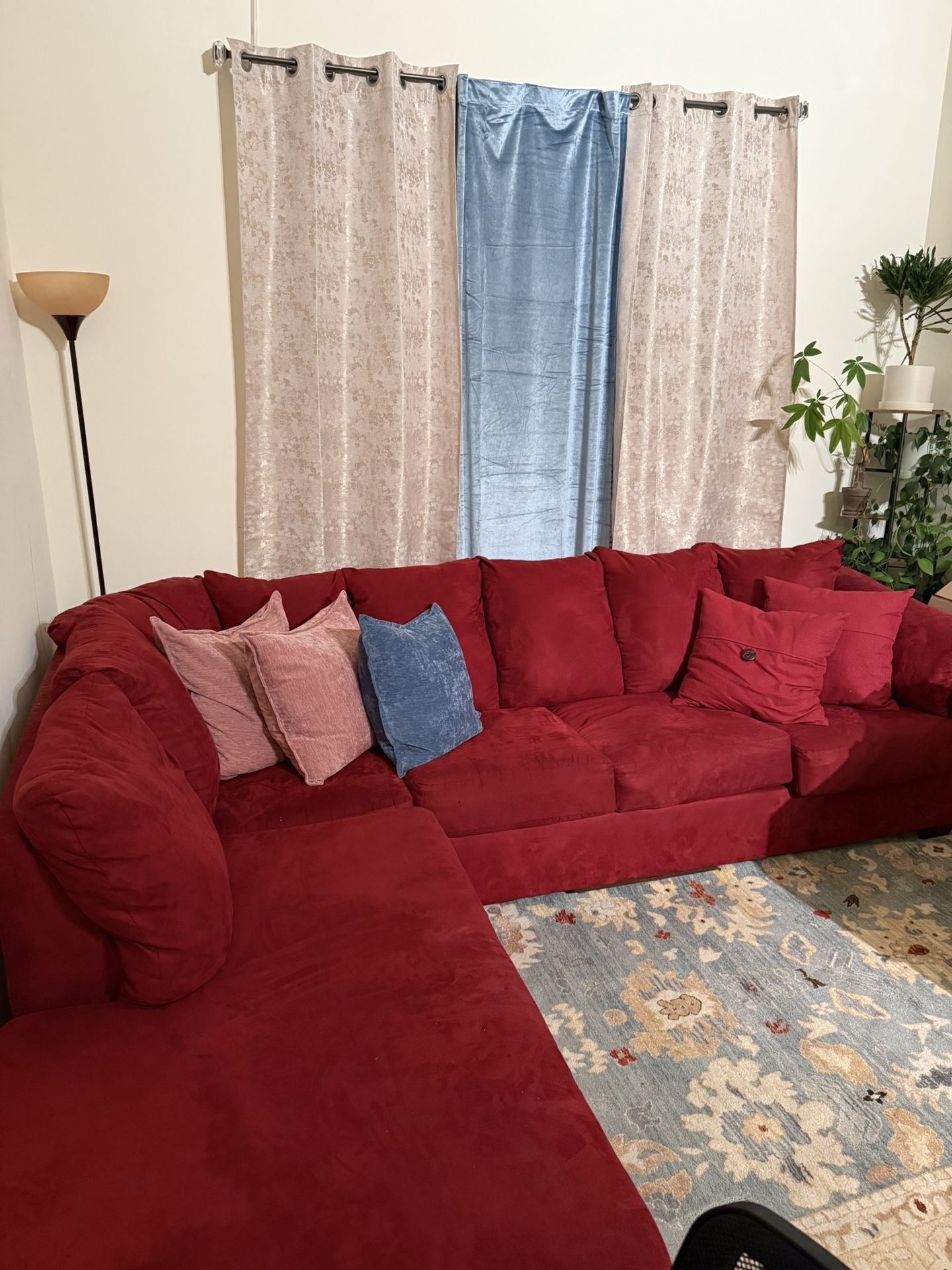 RED SUEDE COUCH