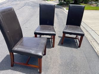 3 leather dining chairs -