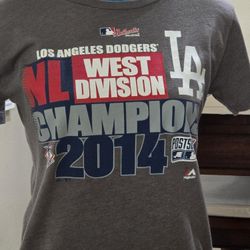 Dodgers Ladies Medium 2014 Western Division Champions  T-shirt 