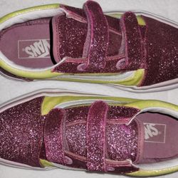 Vans Old Skool Glitter V Two Tone PINK & YELLOW Shoe Girls Size 3 