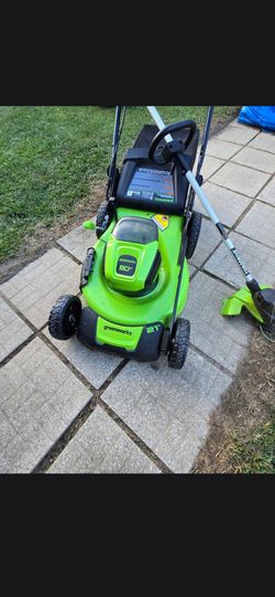 New electric mower and weed whipper
