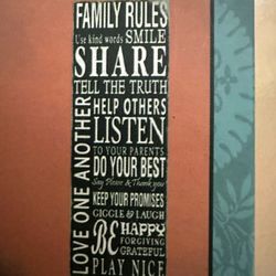 Peel & Stick My Thoughtful Wall Poster Art - Family Rules - New In Box
