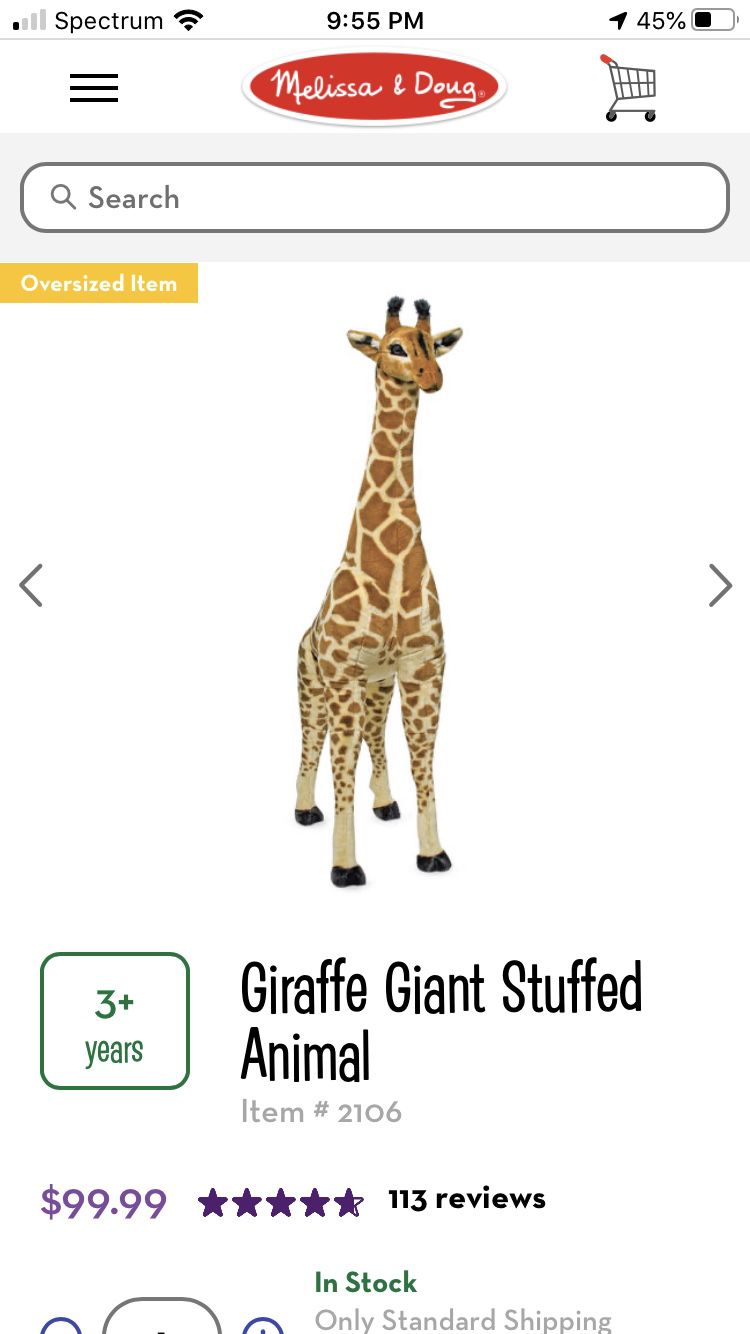 Melissa and Doug 4 ft Plush Giraffe