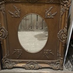 Antique Ornate Wood Frame Mirror