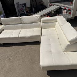 White Modern Leather Sectional 