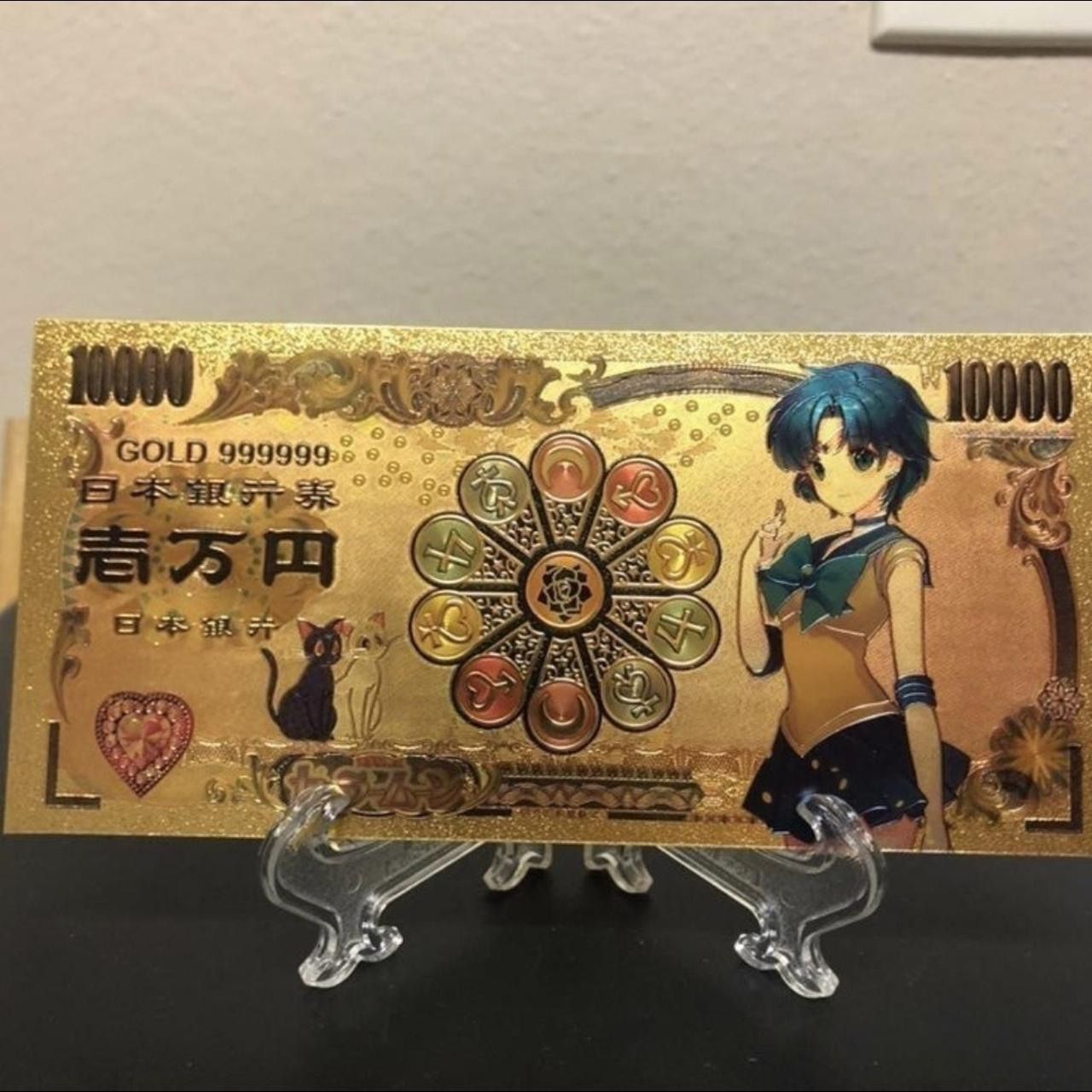 24k Gold Foil Plated Sailor Mercury Sailor Moon Banknote