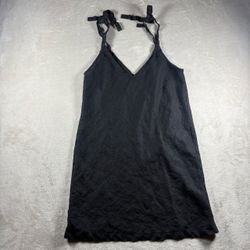 MIKOH Linen Midi Dress Women’s 3 Black Low Back Boho Festival #4A
