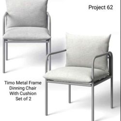 Brand New -Project 62 -  ( SET O 2 ) Timo Metal Frame Dinning Chair With Cushion