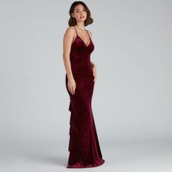 Burgundy Velvet Dress