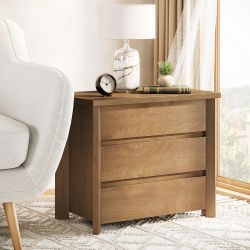 Tribesigns Nightstands , 32-Inch Wide Night Stand with Storage Drawers for Living Room, Bedroom, Rustic Brown