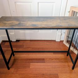 Narrow Entry Console Table Rustic Brown Wood Look w/Metal Frame