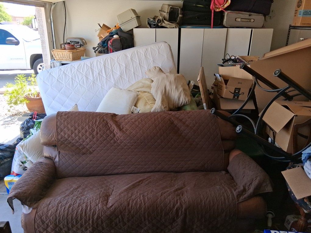 Leather Couch With Cover (free)