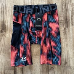 Under Armour UA Heat Gear Printed Long Shorts 10” Compression Tights 1380919-628 Rare 