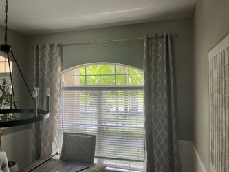108” Extra Long Gray Moroccan Trellis Grommet Curtains + 144 in. Rod (Set of 2)