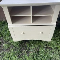 White Distressed TV Stand 