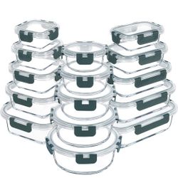  26 Pieces Glass Food Storage Containers with Lids BPA Free Glass Meal Prep Airtight Glass Container Set Microwave Oven Dishwasher Oven Safe Durable L