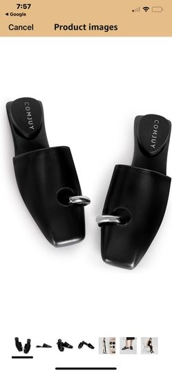 Mule Sandals for Women with Inverted Heel Cushioned, Womens Kitten Heels Clog Slides, Slip On Toe Ring Sandals Low Heel, Pointed Toe Flats Sandals for