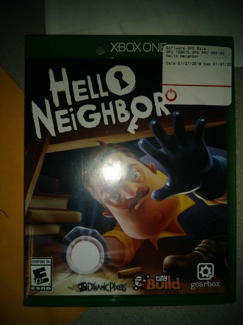 Hello neighbor xbox 1 game. With 2 yr warranty. My son has 2 of the same game. So we are selling 1 copy. 35.00$ no trades.