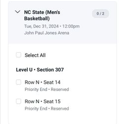 UVA versus NC State Basketball Tix.