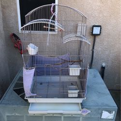 Bird 🦅 Cage —-20x16x35  In Good Condition With Blue Cover 