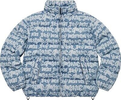 Supreme Fat Tip Jacquard Denim Puffer Jacket