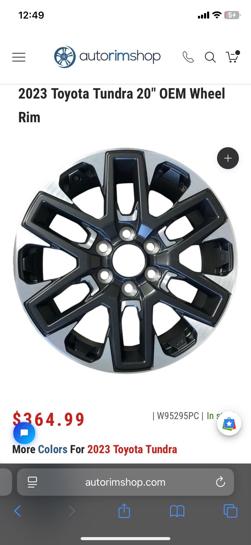 265 60 20 Set of 4 OEM 20" '22-'25 Toyota Tundra Wheels on 265/60R20