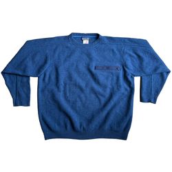 Vintage Patagonia Ridgeway Crew Neck Sweater Army Blue 100% Wool Men's Size L