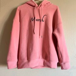 Women Young girl's Teenager Hoodies Distressed Hooded Sweatshirt Graphic Pullover-Pink color-Size L