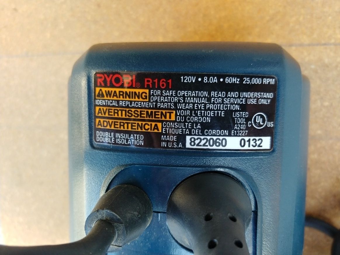 Ryobi R161 Fixed Base Router 1 1/2 HP Peak 8a for Sale in Chula Vista