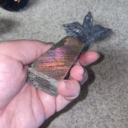 Rare Purple Flash Labradorite Eagle and tower 