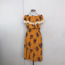 Yellow Flower Print Dress 