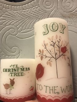 POTTERY BARN wax battery operated Christmas pillar candle set DISCONTINUED