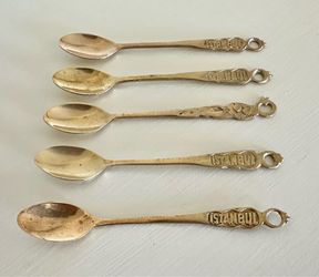 Set of 5 Brass Souvenir Spoons “Istanbul”
