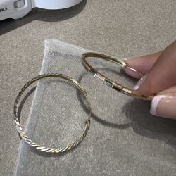 14k Tri Color Gold Hoops