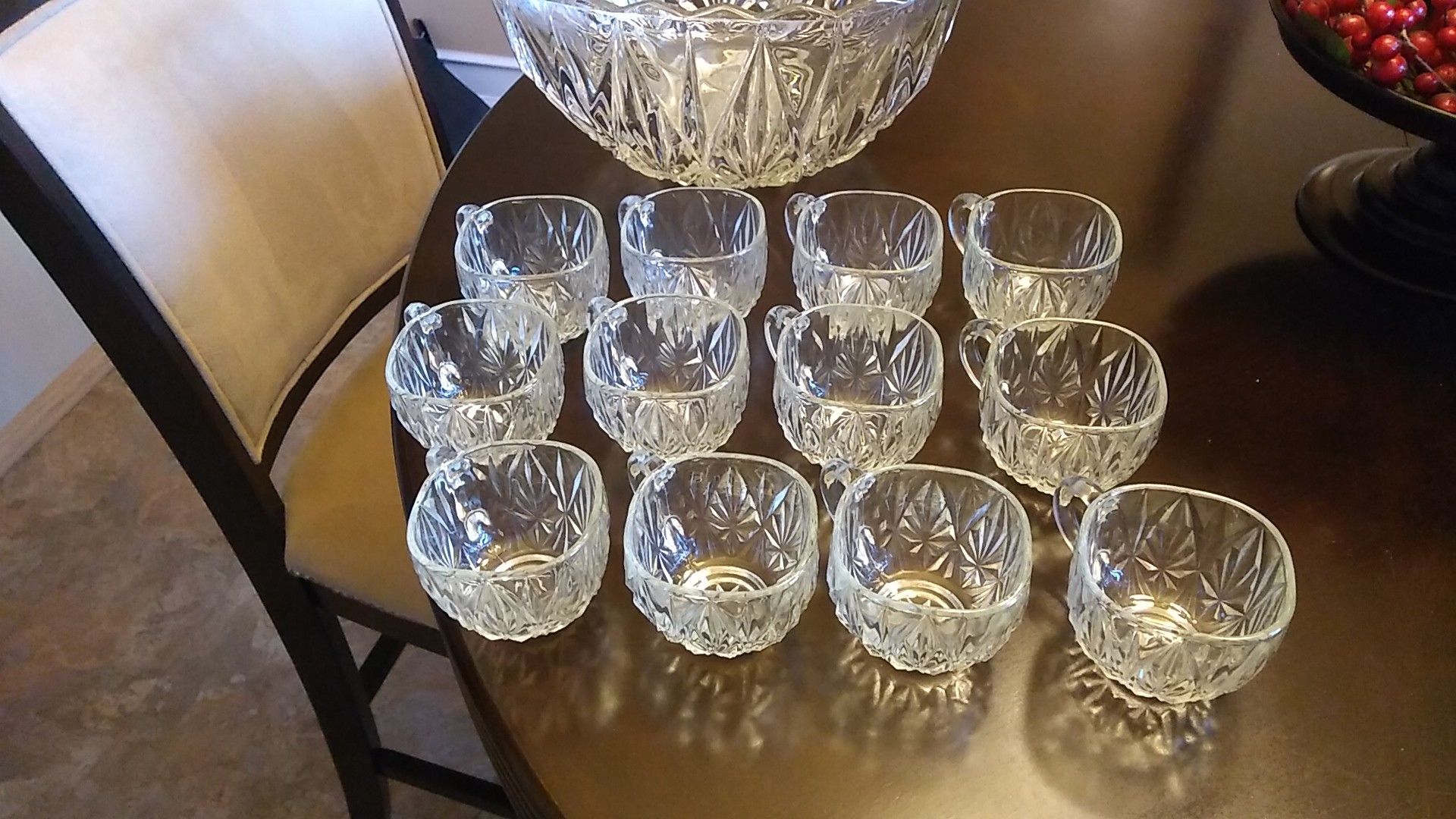 Crystal punch bowl and cups