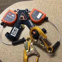 3M DBI-SALA Nano-Lok Edge Twin Leg Personal Autorretráctil Lifeline , cable, gancho de aluminio para barras de refuerzo, 8 pies, Clase 2, ANSI