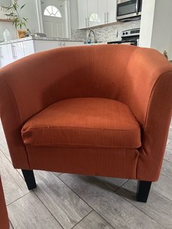 Orange Fabric Tub Chair