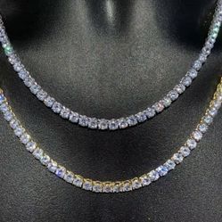 Mens silver diamond tennis chain 