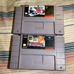 NHL Stanley cup and Troy Aikman Football for SNES Super Nintendo 