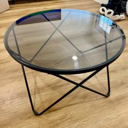 Laserre Modern Round Coffee Table with Tempered Glass