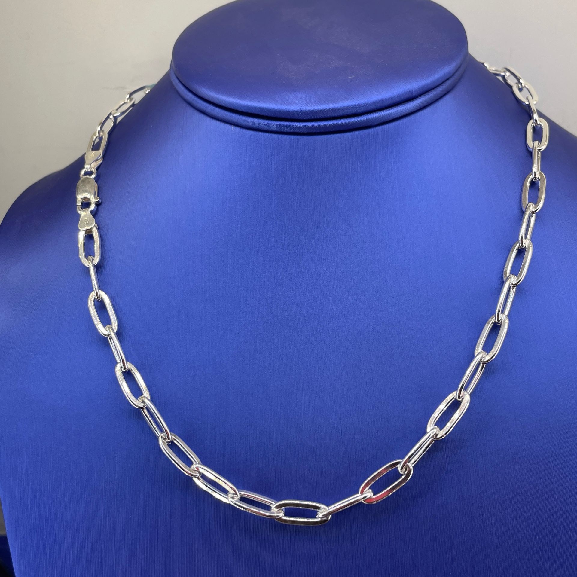 925 Sterling Silver 18” Paperclip Necklace 22.17g 5.7mm 203535