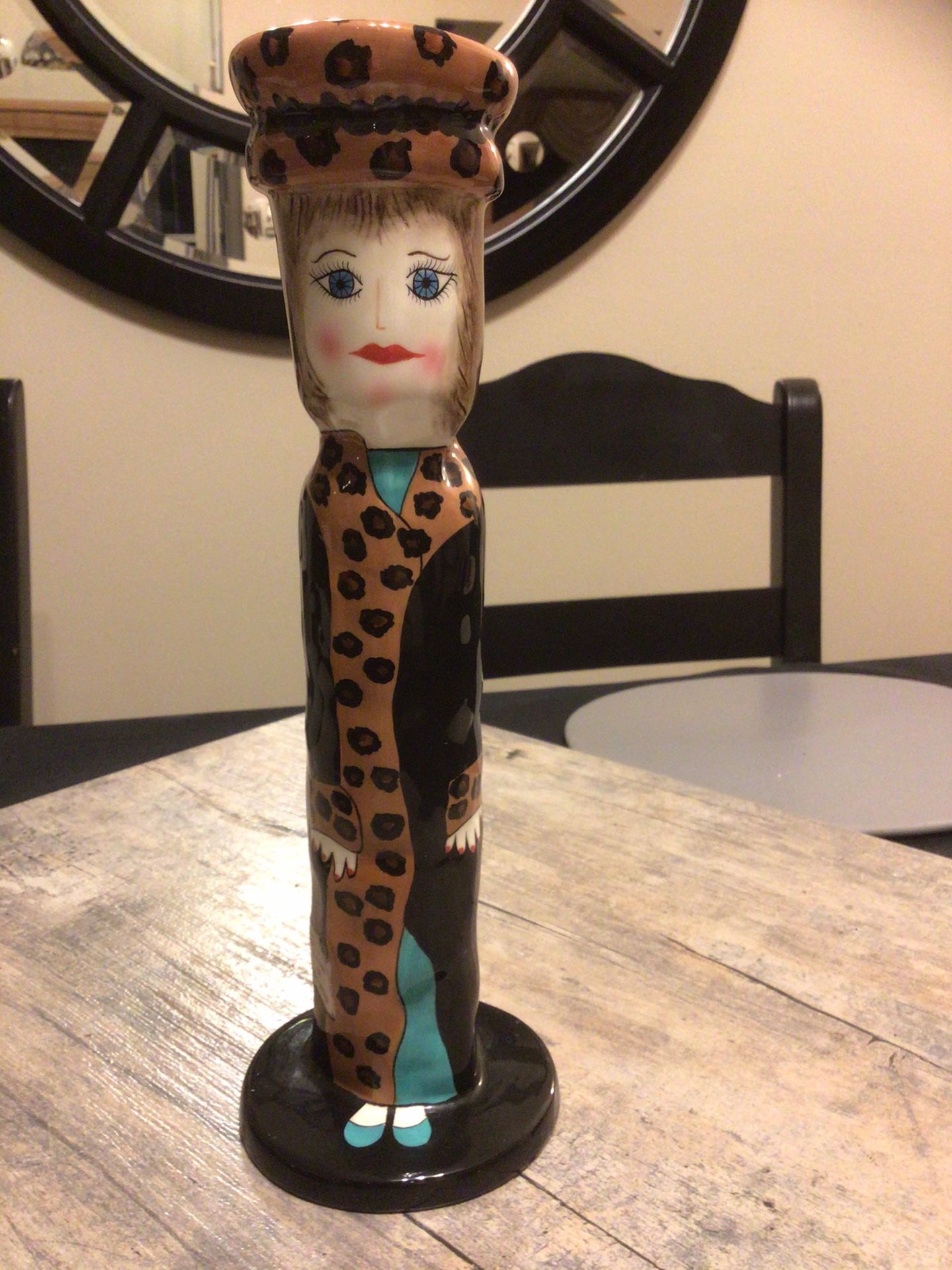Vase Or Candle Holder, Susan Paley By Ganz, Lydia’s Leopard Coat, Bella Casa, 11.25” Tall