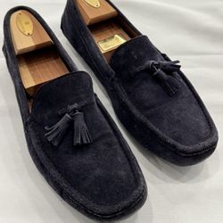 Prada Men's Suede Blue Tassles Loafers Size: 11